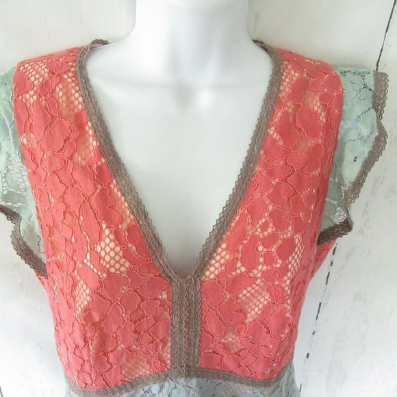 Sundance Top M Medium Lace Flutter Short Sleeve Boho Peasant - Picture 2 of 6